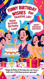 funny birthday wishes for talkative lady