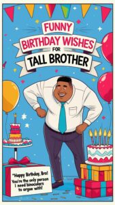 funny birthday wishes for tall brother