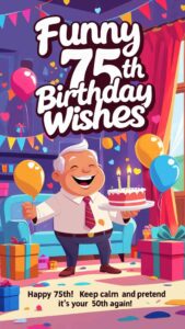 funny 75th birthday wishes