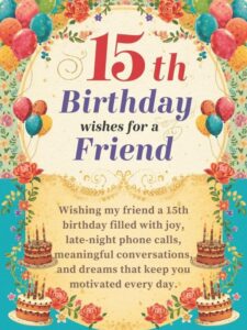 15th birthday wishes for a friend