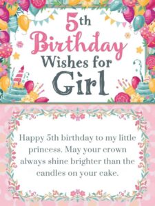 5th birthday wishes for girl