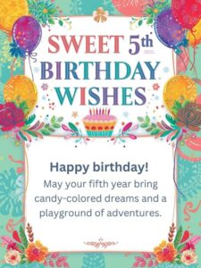 sweet 5th birthday wishes